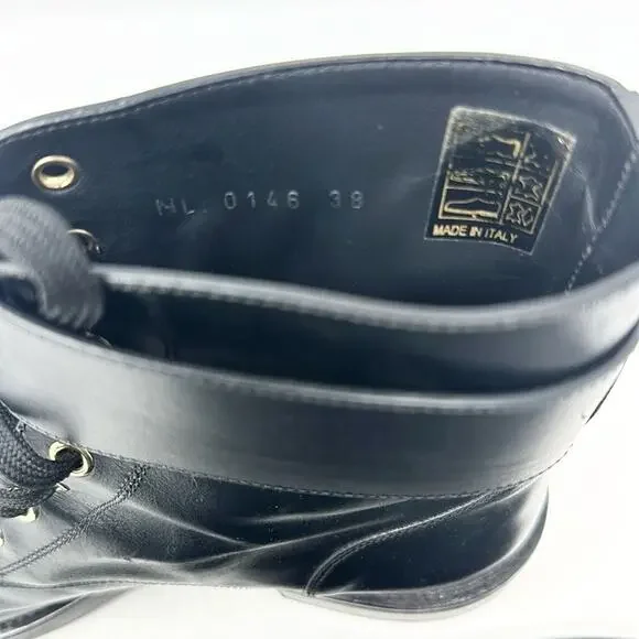 Louis Vuitton Wonderland Ranger Leather Combat Moto Boots Black Size 38 - Picture 7 of 11